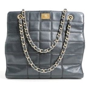 Chanel Black Lambskin Leather Quilted Shopper Bag